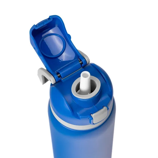 Two-Toned 27oz. Stainless Steel Pop Straw Bottle