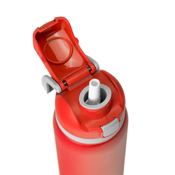 Two-Toned 27oz. Stainless Steel Pop Straw Bottle