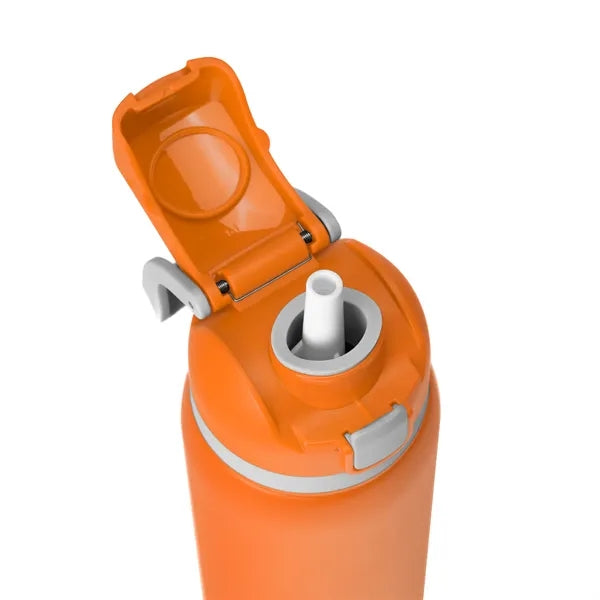 Two-Toned 27oz. Stainless Steel Pop Straw Bottle