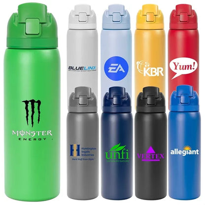 Solid 27oz. Stainless Steel Pop Straw Bottle