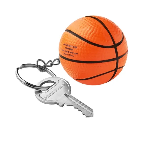 Basketball Shape Stress Ball Keychain