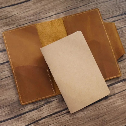 Leather Refillable Travel Notebook w/ Card Slots Pen Holder
