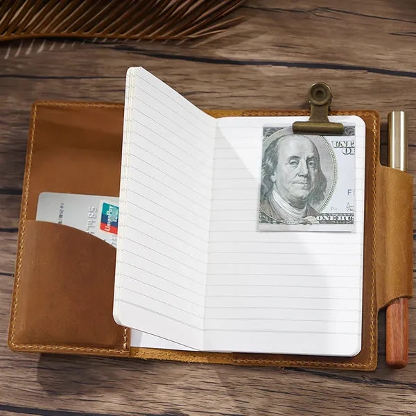 Leather Refillable Travel Notebook w/ Card Slots Pen Holder