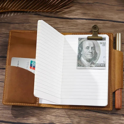 Leather Refillable Travel Notebook w/ Card Slots Pen Holder