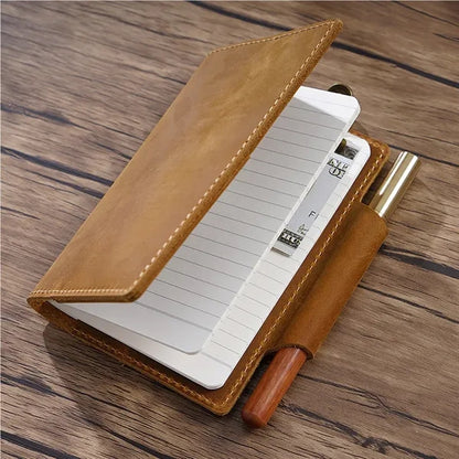 Leather Refillable Travel Notebook w/ Card Slots Pen Holder