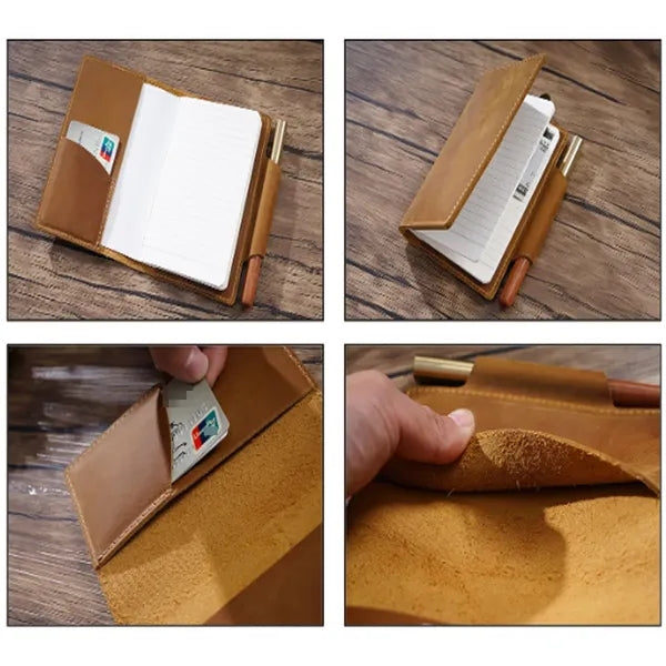 Leather Refillable Travel Notebook w/ Card Slots Pen Holder