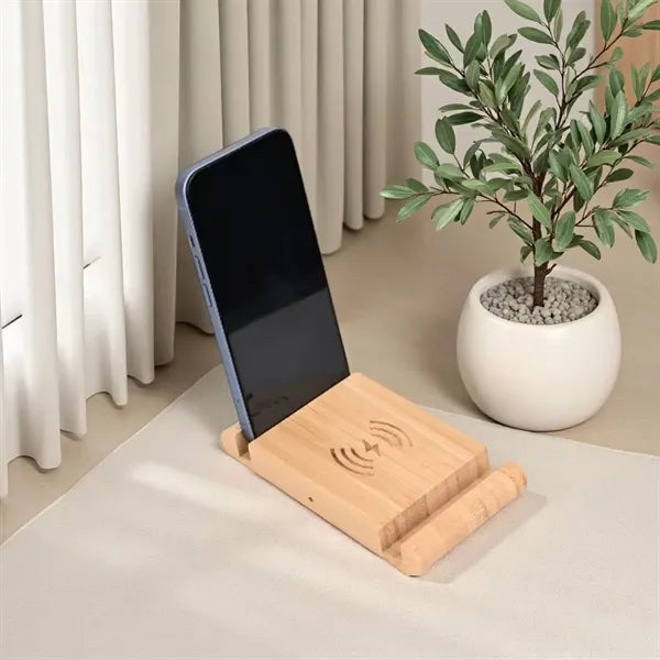 15W Fast Charging Eco-Friendly Bamboo Wireless Charger Stand