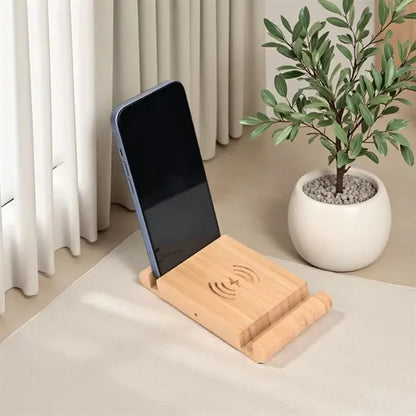 15W Fast Charging Eco-Friendly Bamboo Wireless Charger Stand