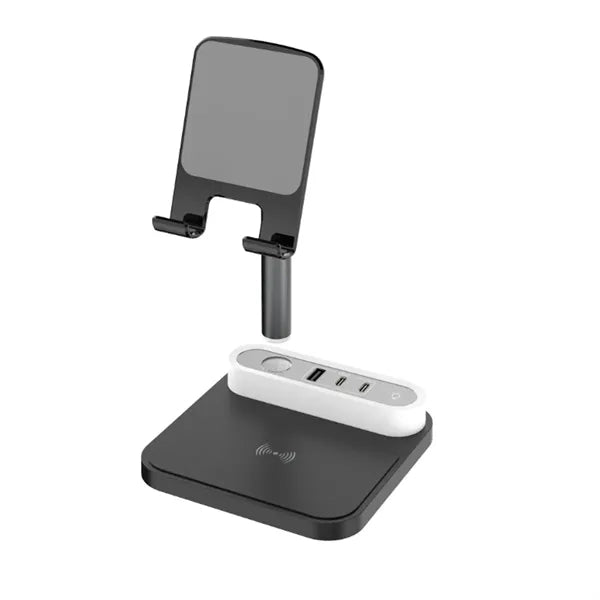 3-in-1 Adjustable Lamp Multi-Port Hub Wireless Charger Stand