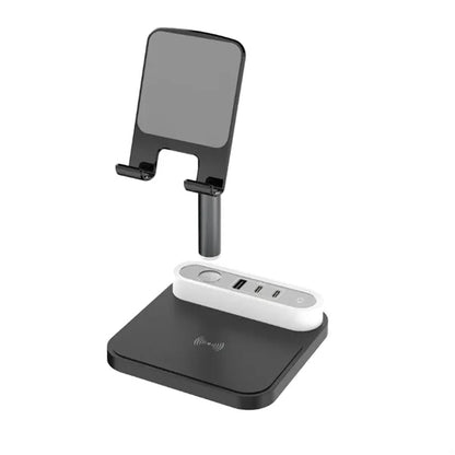 3-in-1 Adjustable Lamp Multi-Port Hub Wireless Charger Stand