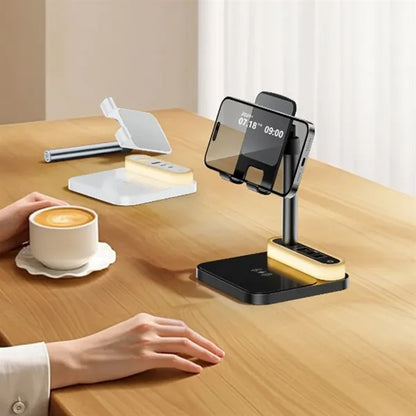 3-in-1 Adjustable Lamp Multi-Port Hub Wireless Charger Stand