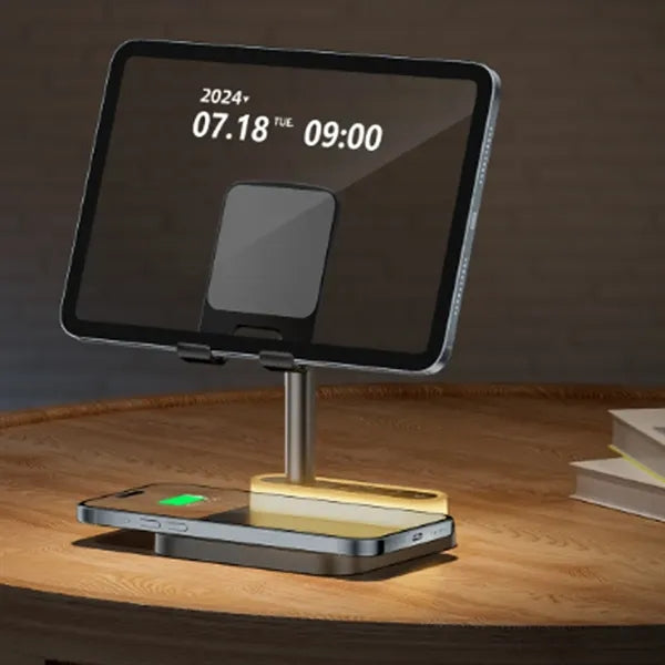 3-in-1 Adjustable Lamp Multi-Port Hub Wireless Charger Stand