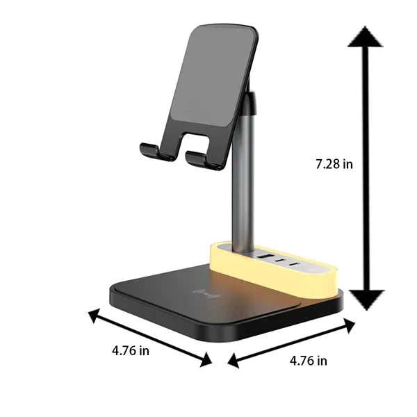 3-in-1 Adjustable Lamp Multi-Port Hub Wireless Charger Stand