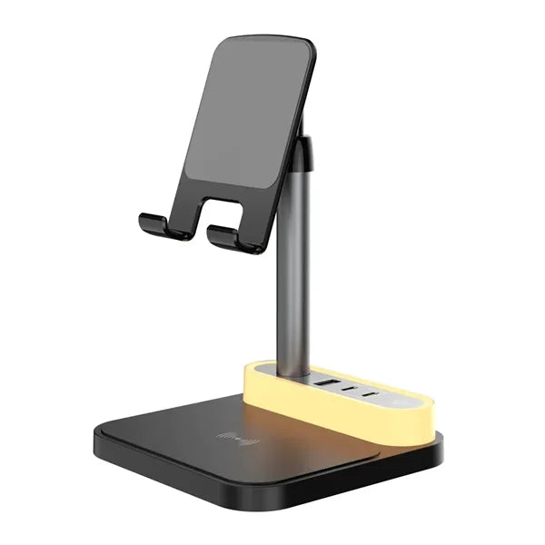 3-in-1 Adjustable Lamp Multi-Port Hub Wireless Charger Stand