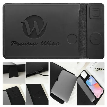 Multi-Device Wireless Charger PU Leather Laptop Sleeve