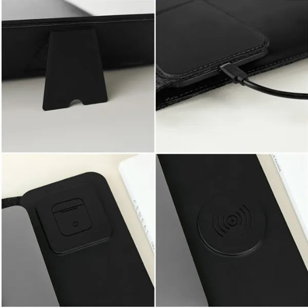 Multi-Device Wireless Charger PU Leather Laptop Sleeve