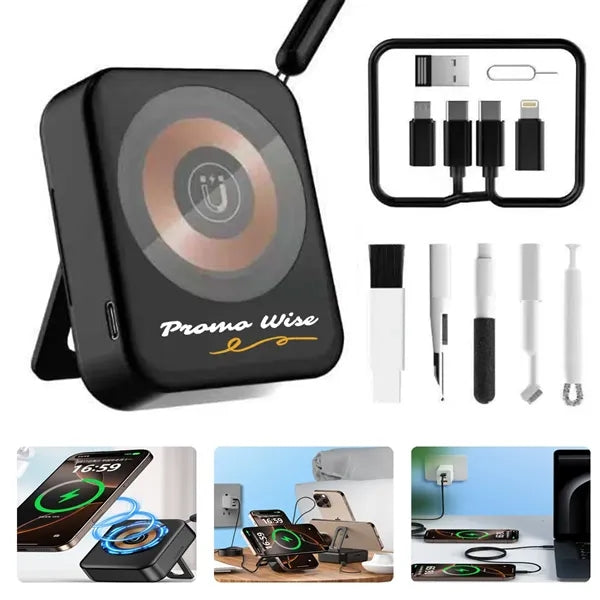 Portable Phone Tool Box with Charging Cables and Phone Stand
