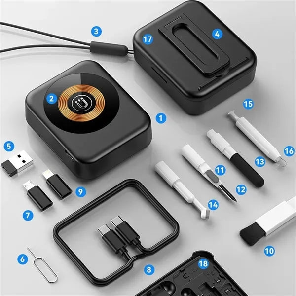 Portable Phone Tool Box with Charging Cables and Phone Stand