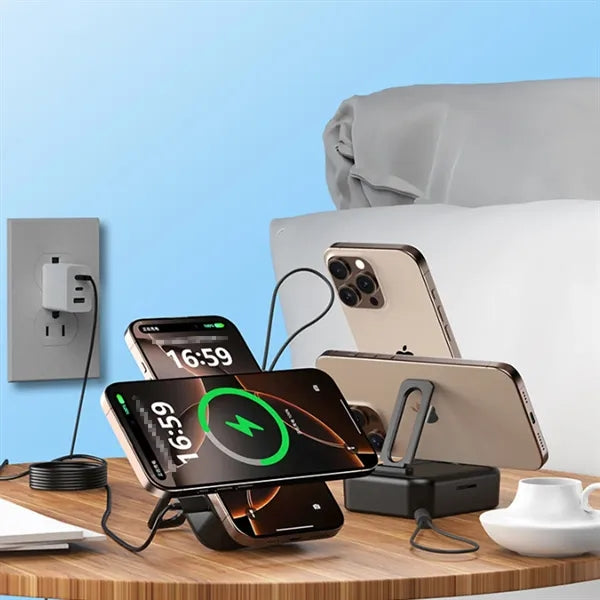 Portable Phone Tool Box with Charging Cables and Phone Stand