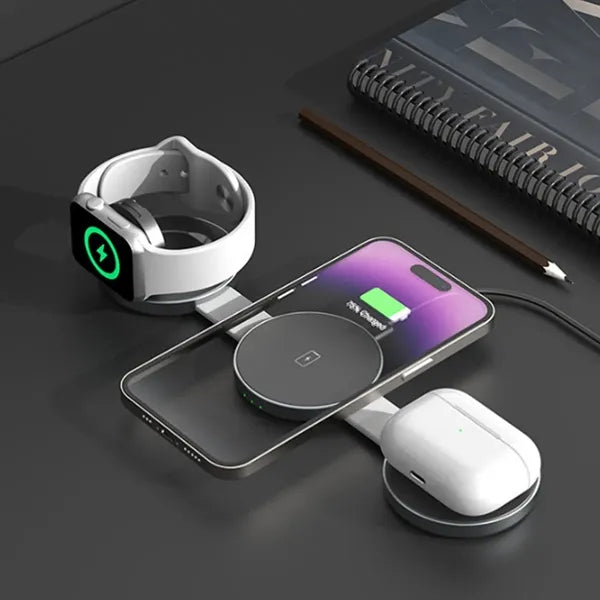 3-in-1 Foldable Magnetic Multi-Device Fast Wireless Charger