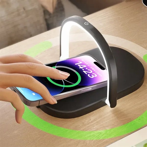 3-in-1 Adjustable Arm Holder LED Desk Lamp Wireless Charger