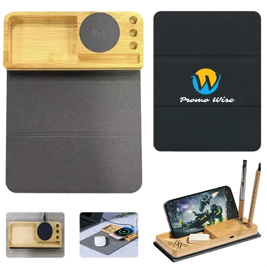 Foldable Wireless Charging Mat with Phone Stand and Storage