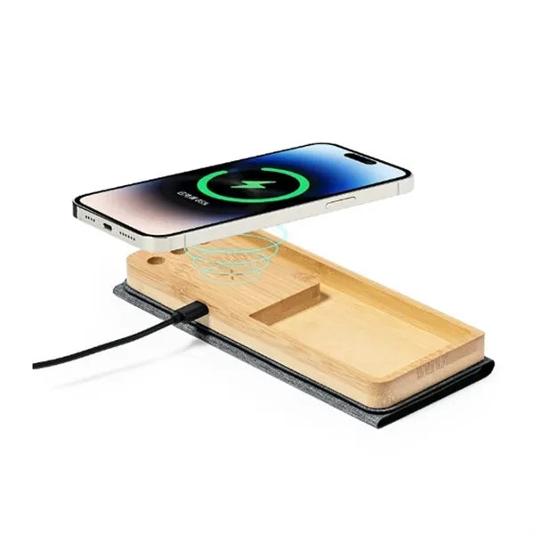 Foldable Wireless Charging Mat with Phone Stand and Storage
