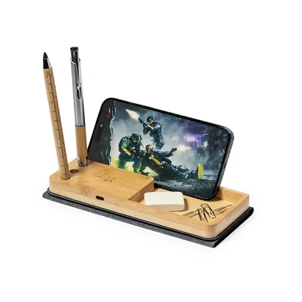 Foldable Wireless Charging Mat with Phone Stand and Storage