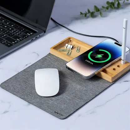 Foldable Wireless Charging Mat with Phone Stand and Storage