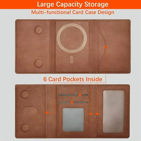 Tri-Fold Magnetic Wallet with Card Holder and Stand