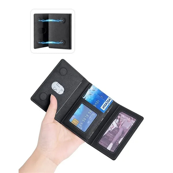 Tri-Fold Magnetic Wallet with Card Holder and Stand