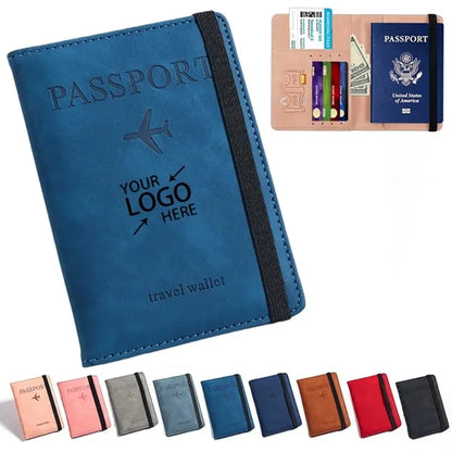 Leather Multi-Card Passport Holder -RFID Blocking Travel Wa