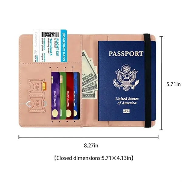 Leather Multi-Card Passport Holder -RFID Blocking Travel Wa