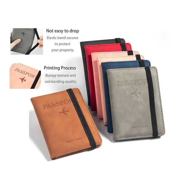 Leather Multi-Card Passport Holder -RFID Blocking Travel Wa