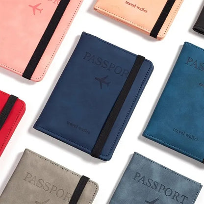 Leather Multi-Card Passport Holder -RFID Blocking Travel Wa