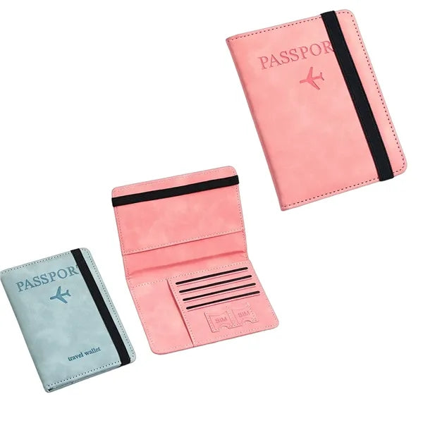 Leather Multi-Card Passport Holder -RFID Blocking Travel Wa