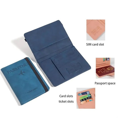 Leather Multi-Card Passport Holder -RFID Blocking Travel Wa