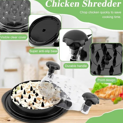 Chicken Shredder with Transparent Lid, Non-Slip Design and D