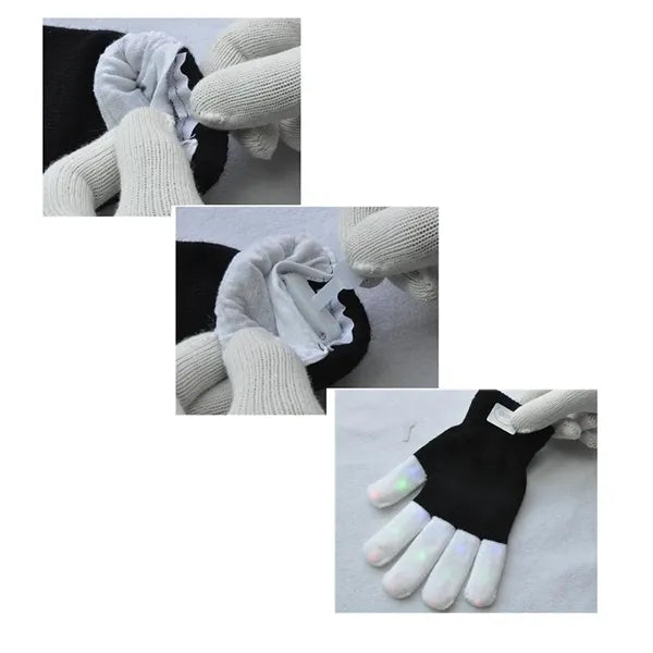 Changing LED Finger Light Gloves with Wrist Button Control