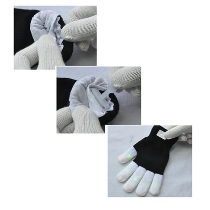 Changing LED Finger Light Gloves with Wrist Button Control