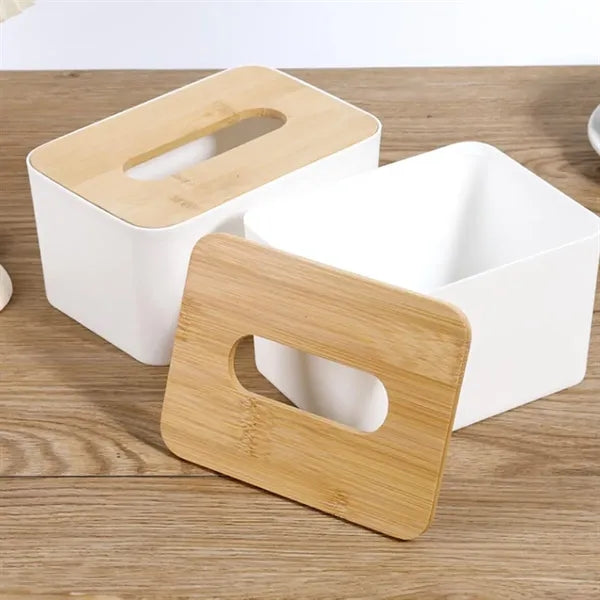 Dustproof Hygienic Minimalist Bamboo Top Cover Tissue Box