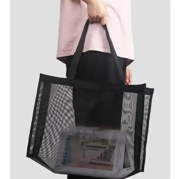 Durable Light Wide Base Reinforced Mesh Spacious Tote Bag