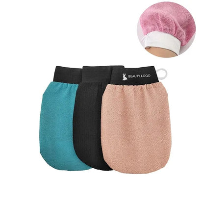 Dual Use Rayon Exfoliating Bath Gloves with Cuff and Hanger