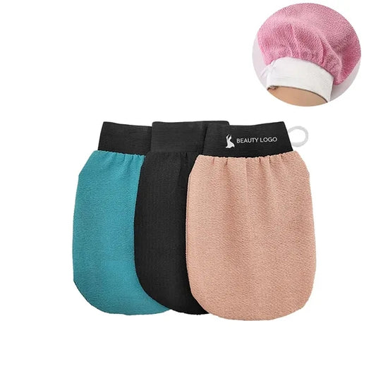 Dual Use Rayon Exfoliating Bath Gloves with Cuff and Hanger