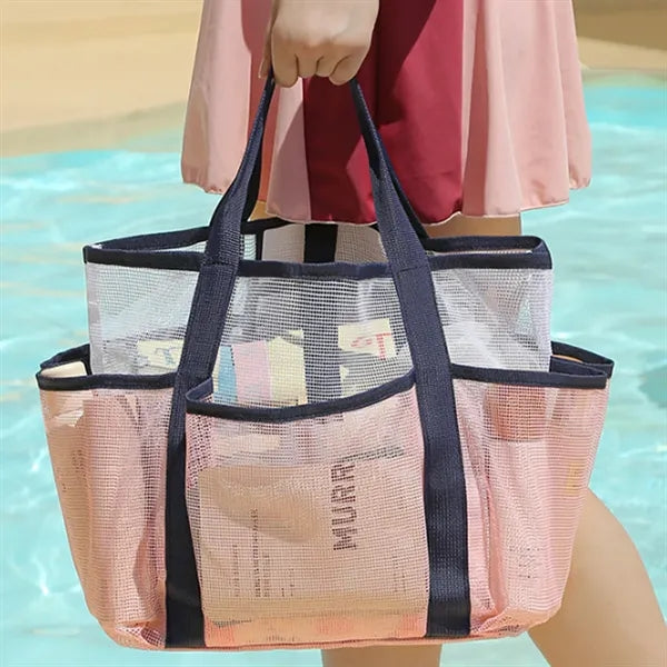 Multi-Pocket Compact Quick-Access See-Through Mesh Tote Bag