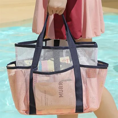 Multi-Pocket Compact Quick-Access See-Through Mesh Tote Bag