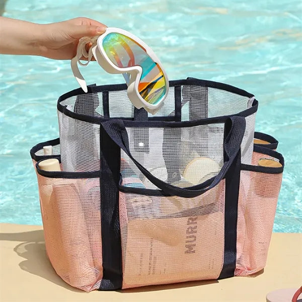 Multi-Pocket Compact Quick-Access See-Through Mesh Tote Bag