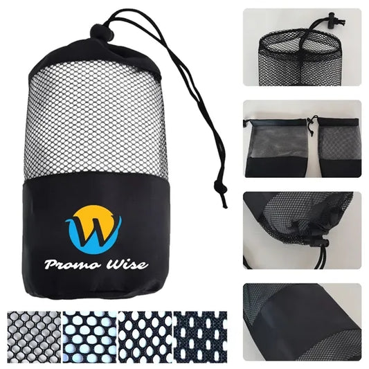 Durable Drawstring Closure Columnar Mesh Towel Storage Bag