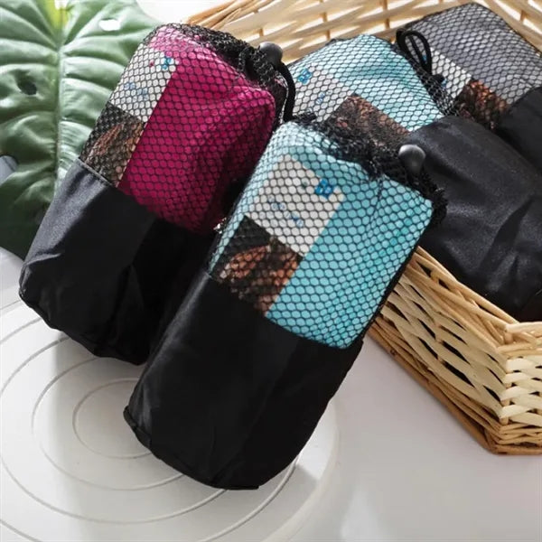 Durable Drawstring Closure Columnar Mesh Towel Storage Bag