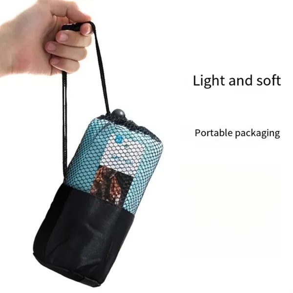 Durable Drawstring Closure Columnar Mesh Towel Storage Bag
